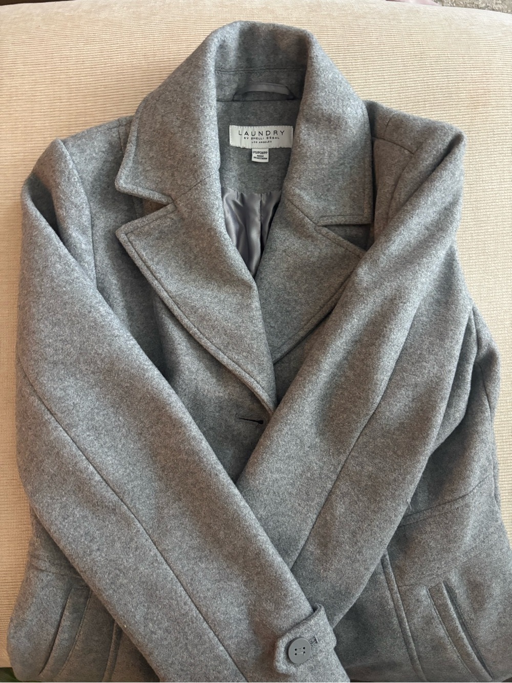 Laundry By Shelli Segal Light Gray Wool Pea Coat